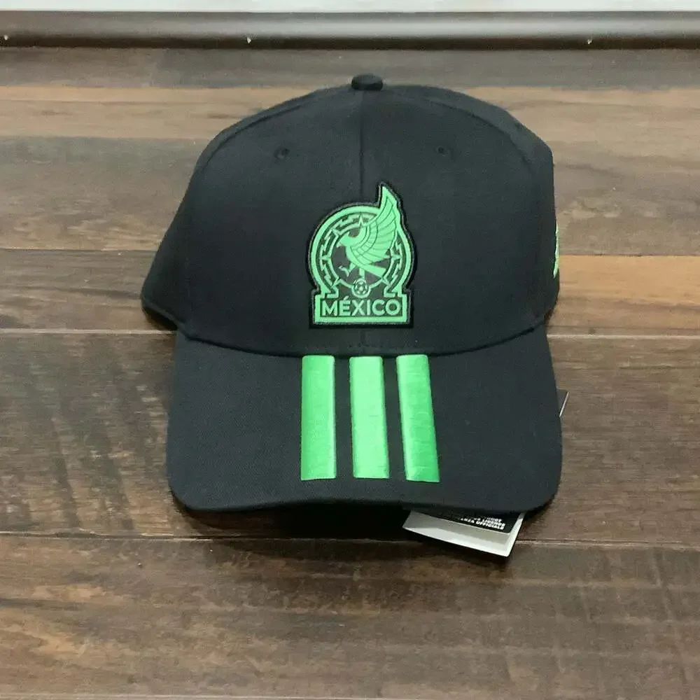 Adidas‎ Mexico 26 Baseball Cap With 3-Stripes - Black/Semi Flash Green